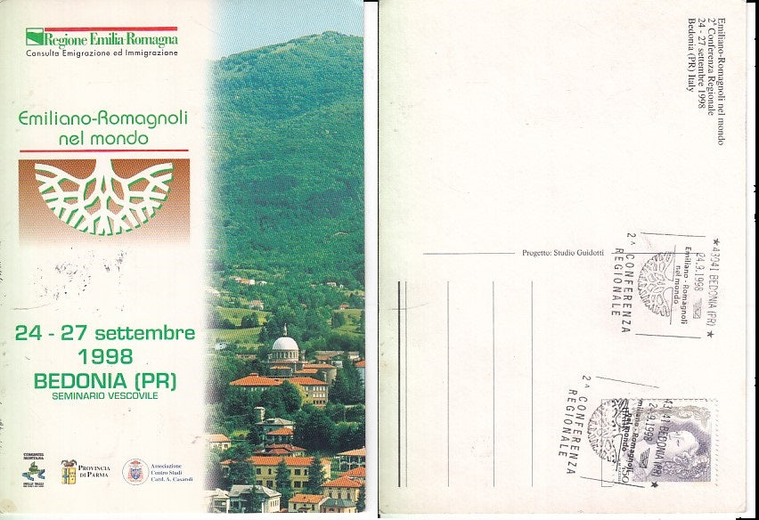 CC- CARTOLINA EMILIANO ROMAGNOLI NEL MONDO BEDONIA SEMINARIO ANNULLO XFS65 RFX36