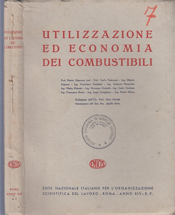 LH- UTILIZZAZIONE ED ECONOMIA DEI COMBUSTIBILI - LEVI - ENIOS--- 1935- B- YFS298