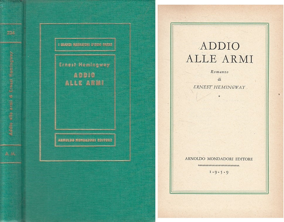 LN- ADDIO ALLE ARMI - HEMINGWAY - MONDADORI - MEDUSA -- 1959 - C - YFS402