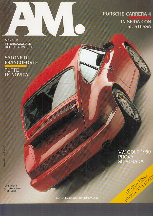 LR- RIVISTA AM. N.2 MENSILE AUTOMOBILE PORSCHE-- MONDADORI --- 1989 - B - YFS715