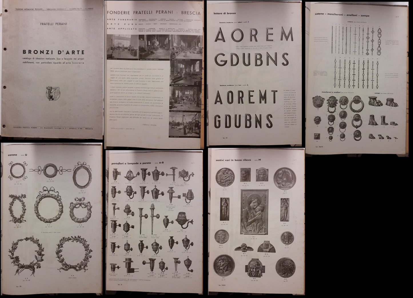 LH- BRONZI D'ARTE ARTE FUNERARIA CATALOGO -- FRATELLI PERANI ---- 1934 - B- YFS