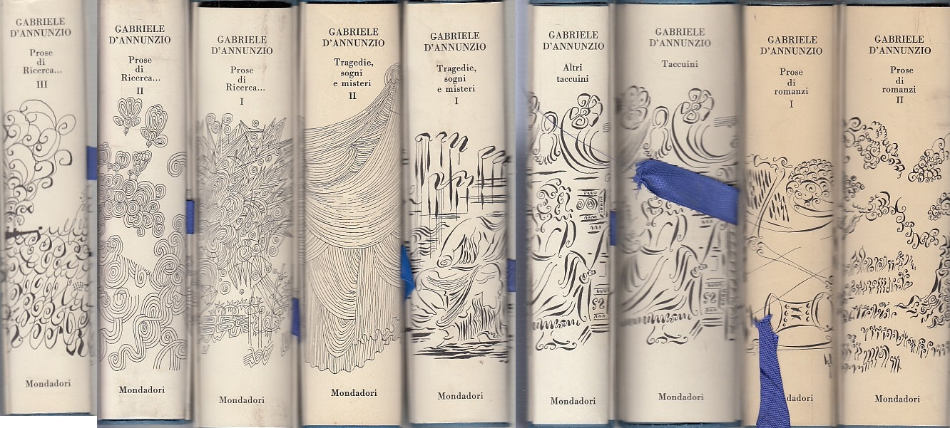 LN- 9 VOLUMI PROSE POESIE TACCUINI- GABRIELE D'ANNUNZIO-MONDADORI--- 1965- C-YFS