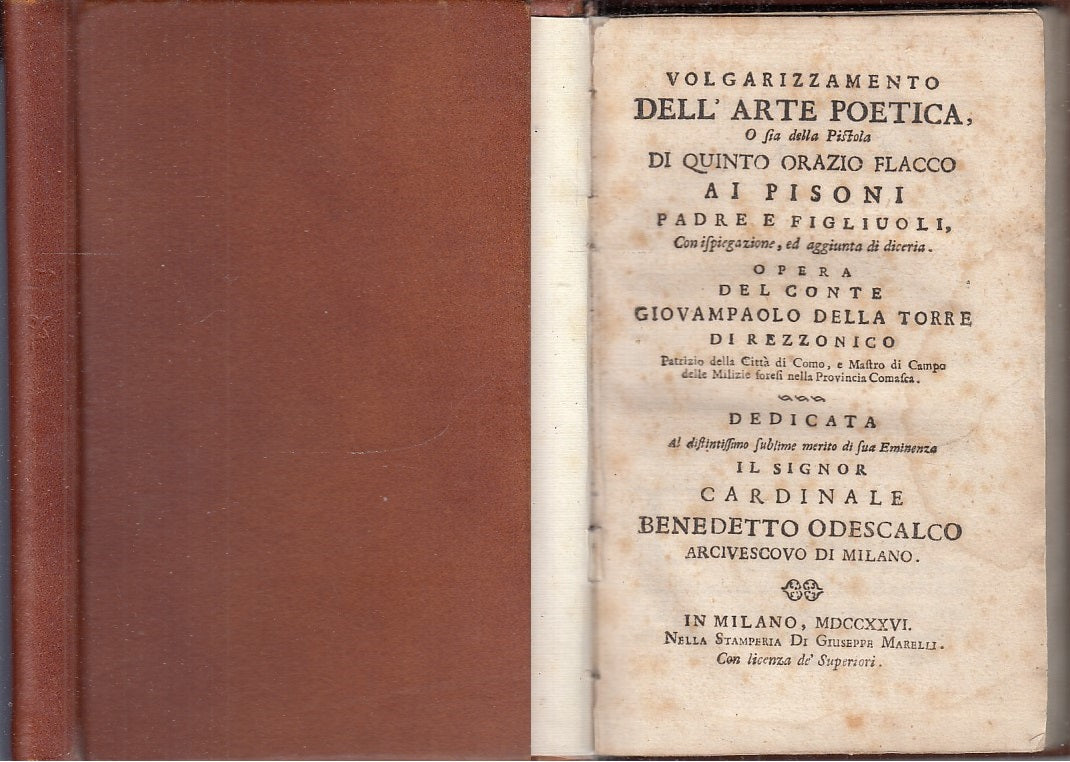 LH- VOLGARIZZAMENTO DELL'ARTE POETICA SETTECENTINA- DELLA TORRE--- 1726- C-XFS74