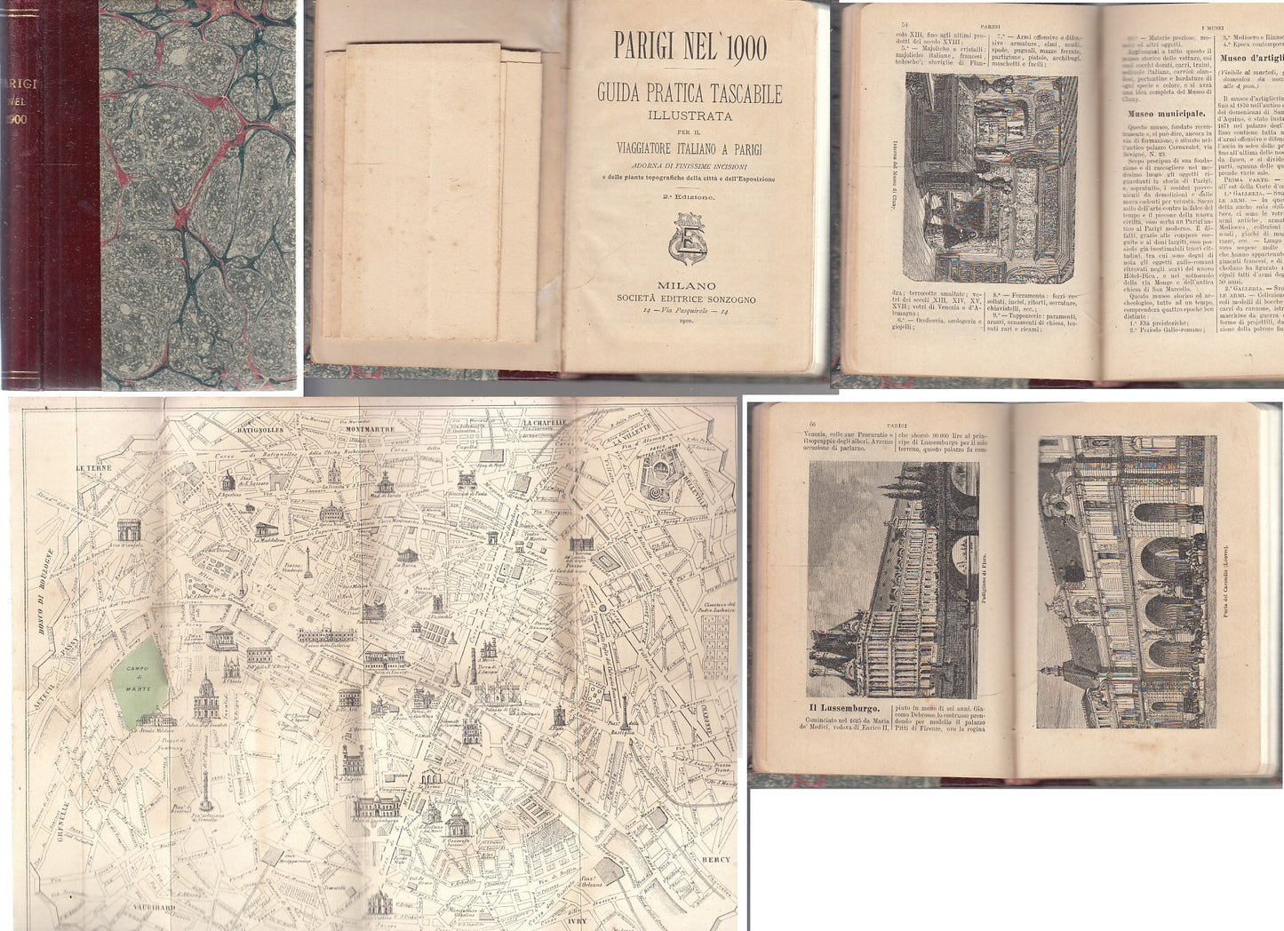 LV- PARIGI NEL 1900 GUIDA PRATICA ILLUSTRATA -- SONZOGNO --- 1900 - C - XFS77
