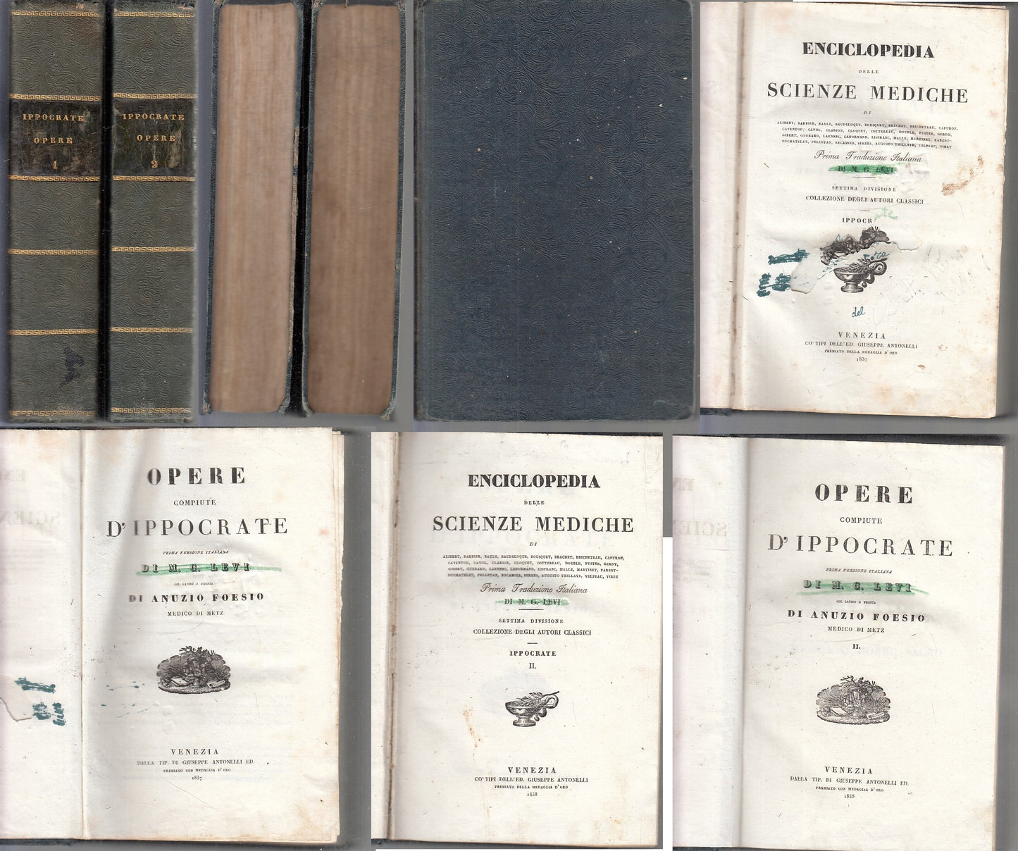 LH- OPERE COMPIUTE DI IPPOCRATE 2 VOLUMI LATINO A FRONTE ----- 1837 - C - XFS78