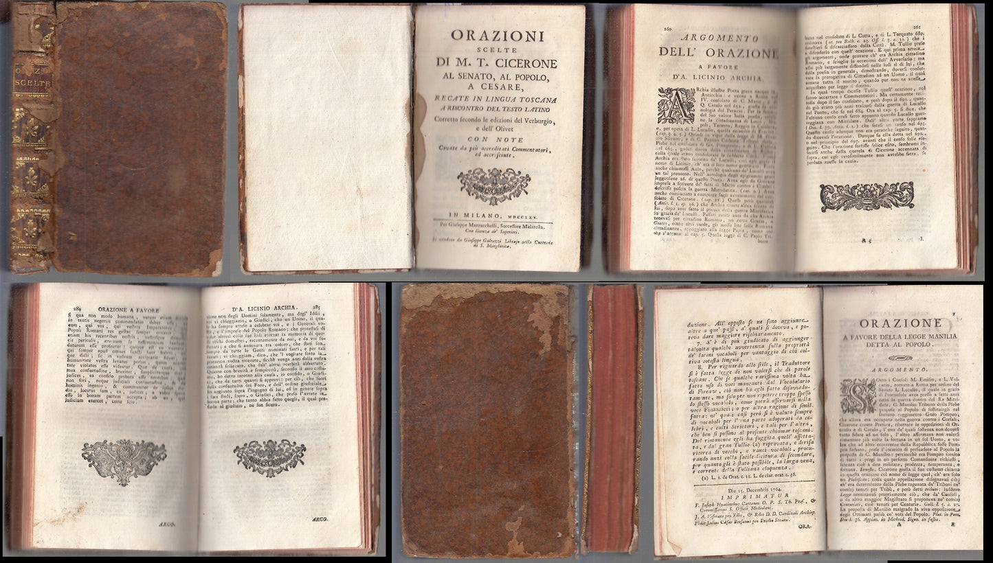 LH- ORAZIONI SCELTE LATINO TOSCANO SETTECENTINA - CICERONE ---- 1765 - C - XFS78