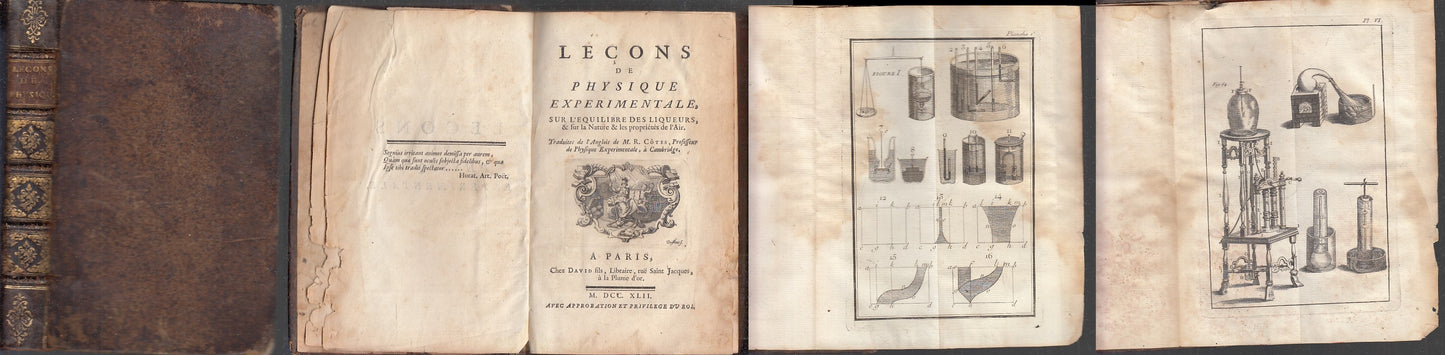 LH- LECONS DE PHYSIQUE EXPERIMENTALE SETTECENTINA-- DAVID FILS--- 1742- C- XFS78
