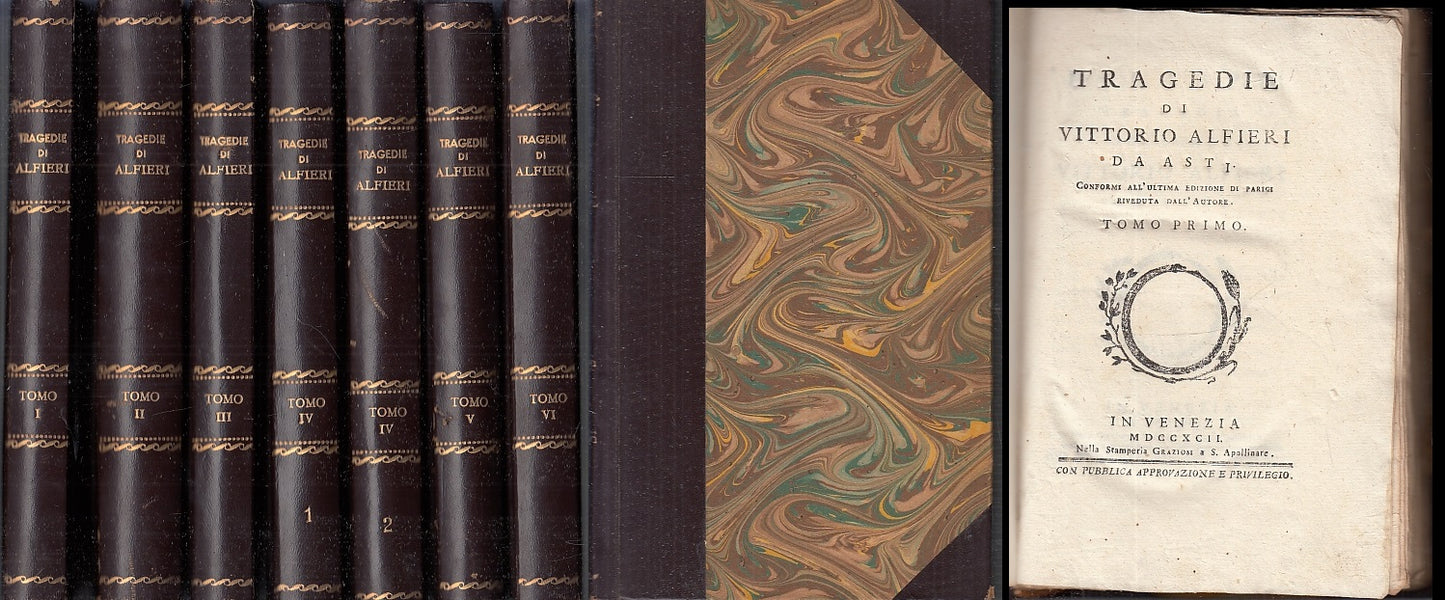 LH- TRAGEDIE DI VITTORIO ALFIERI DA ASTI 6 TOMI 7 VOLUMI ----- 1792 - C - XFS150
