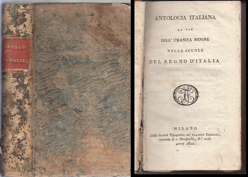LN- ANTOLOGIA ITALIANA AD USO DELL'UMANITA' MINORE -- CLASSICI--- 1810- C- XFS84