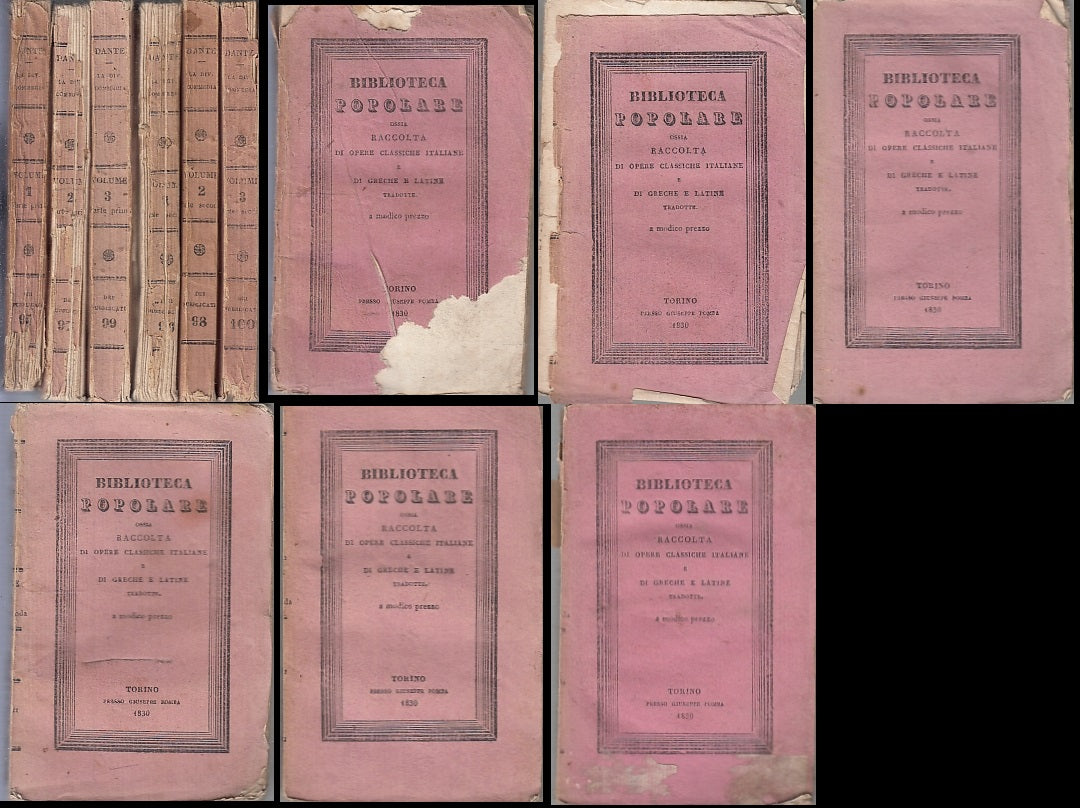 LN- BIBLIOTECA POPOLARE DIVINA COMMEDIA 6 VOL- DANTE ALIGHIERI---- 1830- B-XFS84