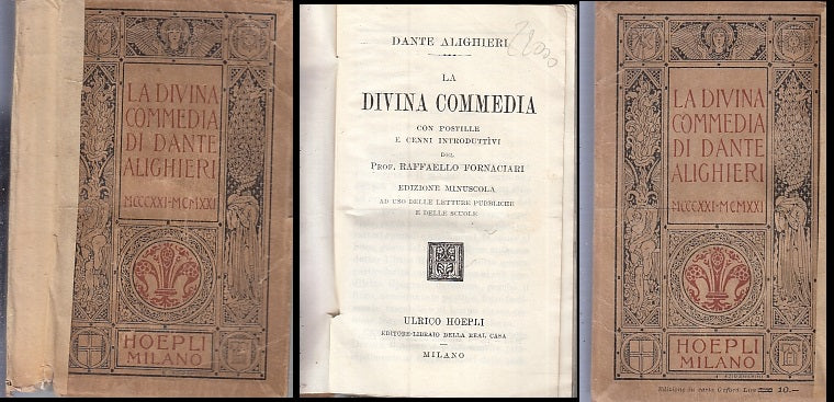LN- LA DIVINA COMMEDIA DI DANTE ALIGHIERI 1321/1921 -- HOEPLI --- 1921- B- XFS83