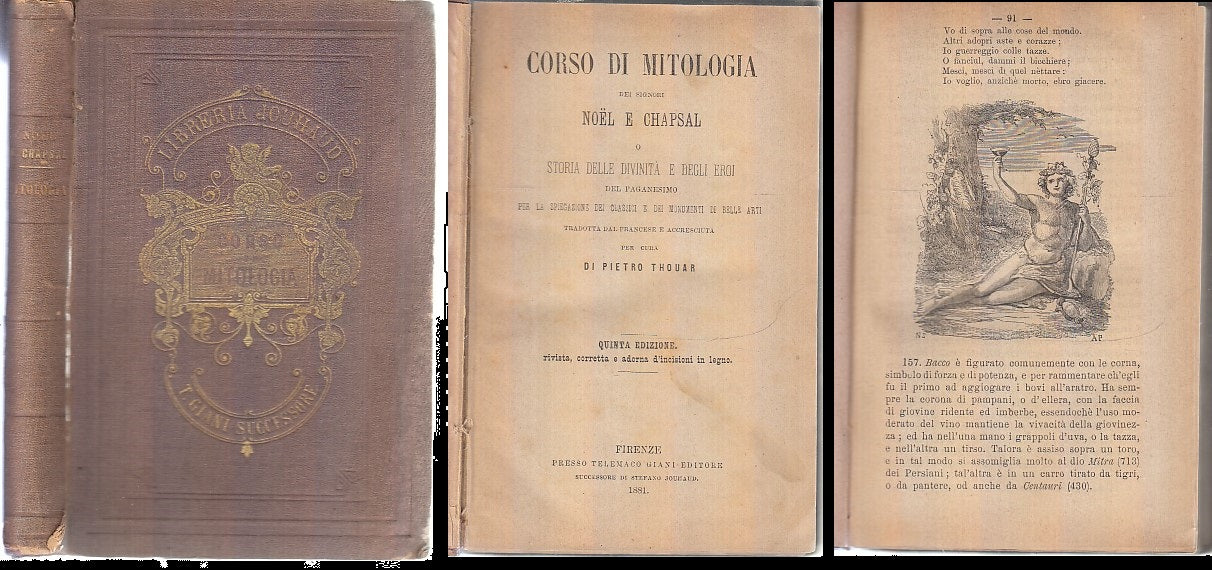 LH- CORSO DI MITOLOGIA - NOEL E CHAPSAL - TELEMACO GIANI --- 1881 - C - XFS71