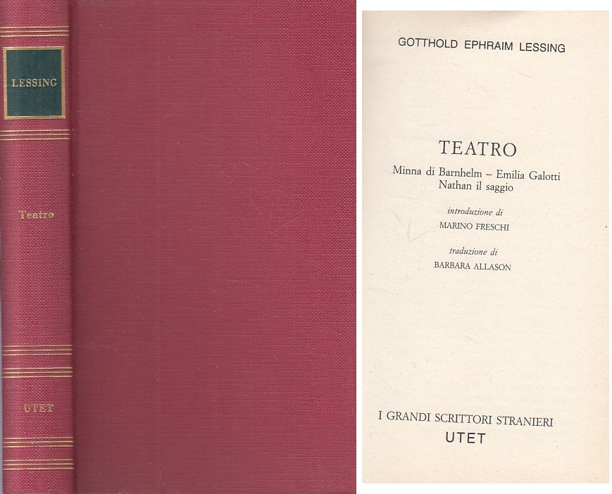 LN- TEATRO - LESSING - UTET - GRANDI SCRITTORI -- 1981 - C - ZFS216