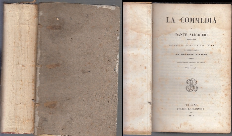 LN- LA COMMEDIA - DANTE ALIGHIERI - LE MONNIER --- 1854 - C - XFS85