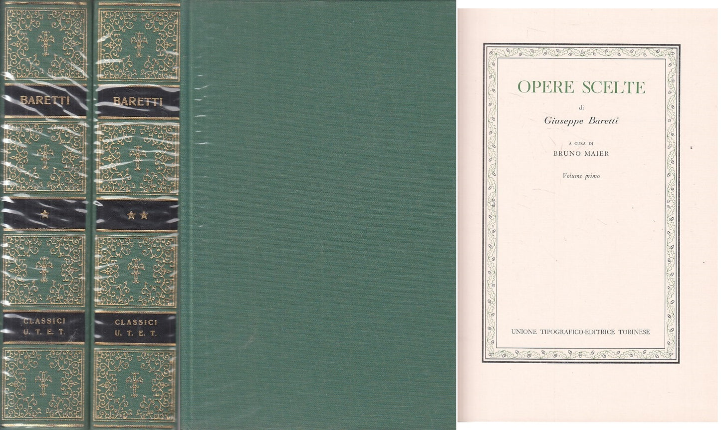 OPERE SCELTE 2 VOLL.- BARETTI- UTET - CLASSICI ITALIANI-- 1975 - CS - XFS