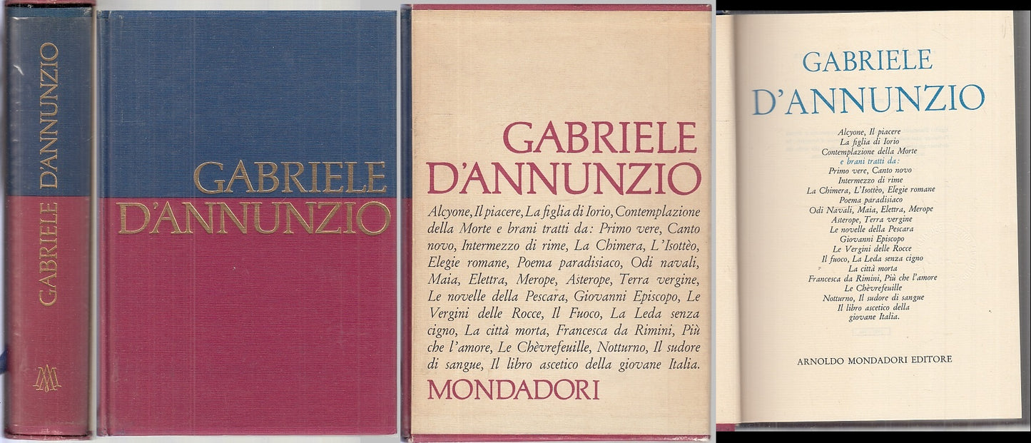 LN- VERSI D'AMORE E DI GLORIA - D'ANNUNZIO - MONDADORI-- 1a ED.- 1959- CS- XFS90