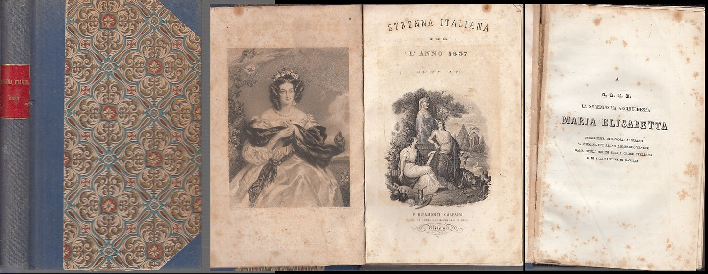 LH- STRENNA ITALIANA ANNO MARIA ELISABETTA-- RIPAMONTI CARPANO--- 1837- C- XFS88