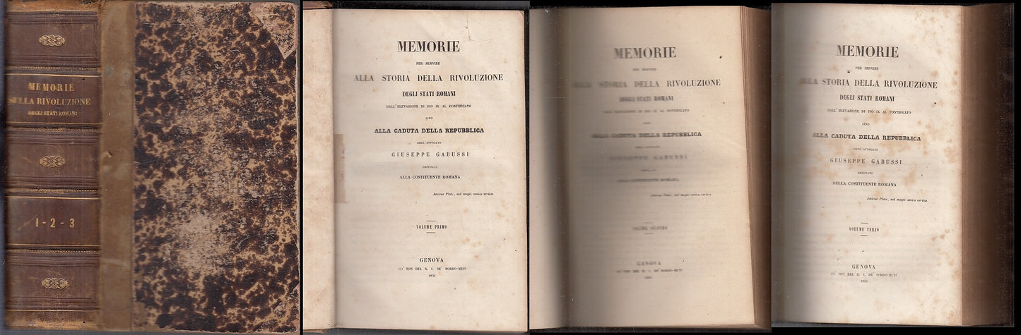 LS- MEMORIE PER SERVIRE STORIA RIVOLUZIONE 3 VOLUMI - GABUSSI---- 1851- C- XFS89
