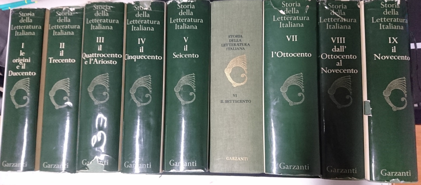 LS- STORIA LETTERATURA ITALIANA 9 VOLUMI - SAPEGNO - GARZANTI --- 1969 - CS- YFS