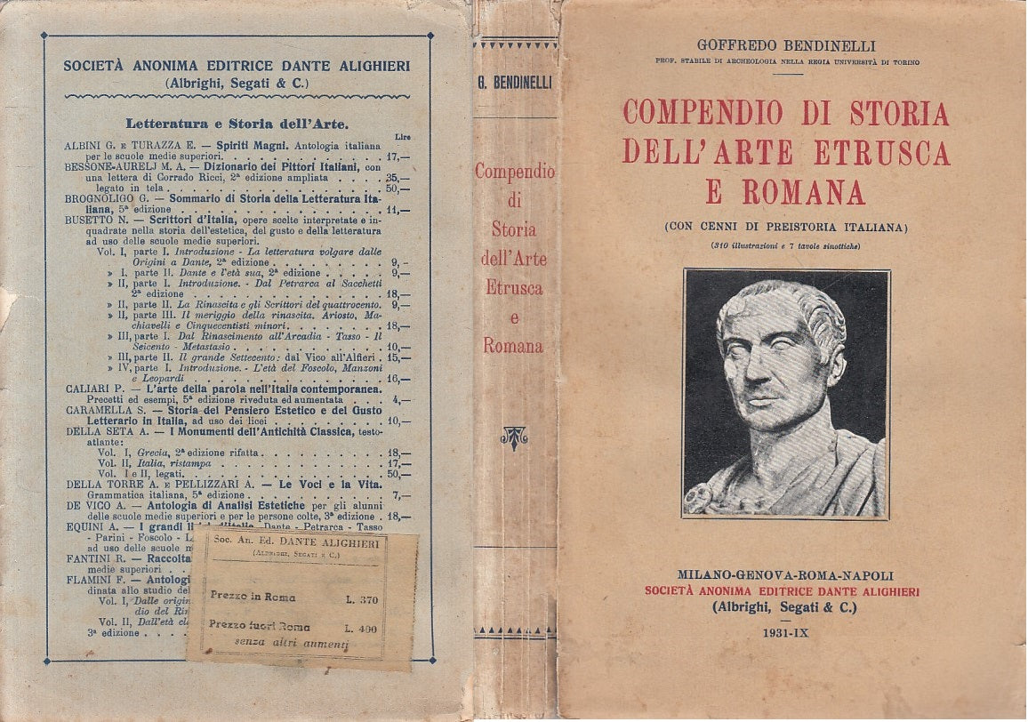 LS- COMPENDIO DI STORIA ARTE ETRUSCA E ROMANA -- ALIGHIERI --- 1931 - B - ZFS161