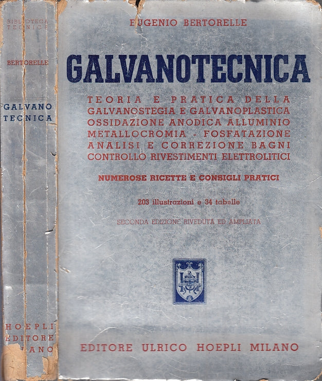 LZ- GALVANOTECNICA MANUALE - EUGENIO BERTORELLE- ULRICO HOEPLI--- 1951- B- XFS92