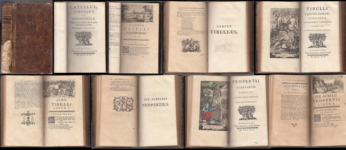 LH- CATULLUS TIBULLUS ET PROPERTIUS SETTECENTINA -- BARBOU --- 1754- C- XFS91