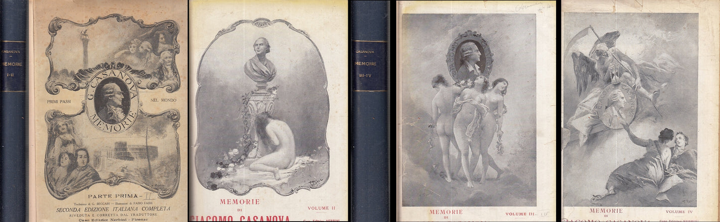 LN- MEMORIE GIACOMO CASANOVA MEMORIE 2 VOLUMI COMPLETA-- NERBINI- 1920- C- XFS95