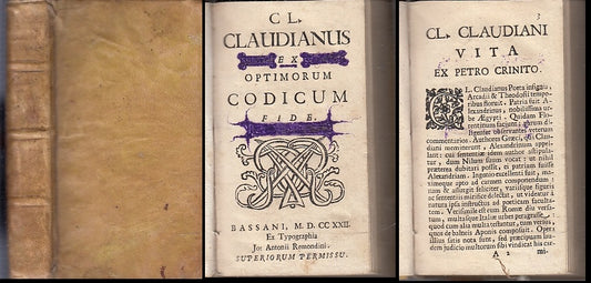 LH- CLAUDIANUS EX OPTIMORUM CODICUM SETTECENTINA -- REMONDINI --- 1722- C- XFS92