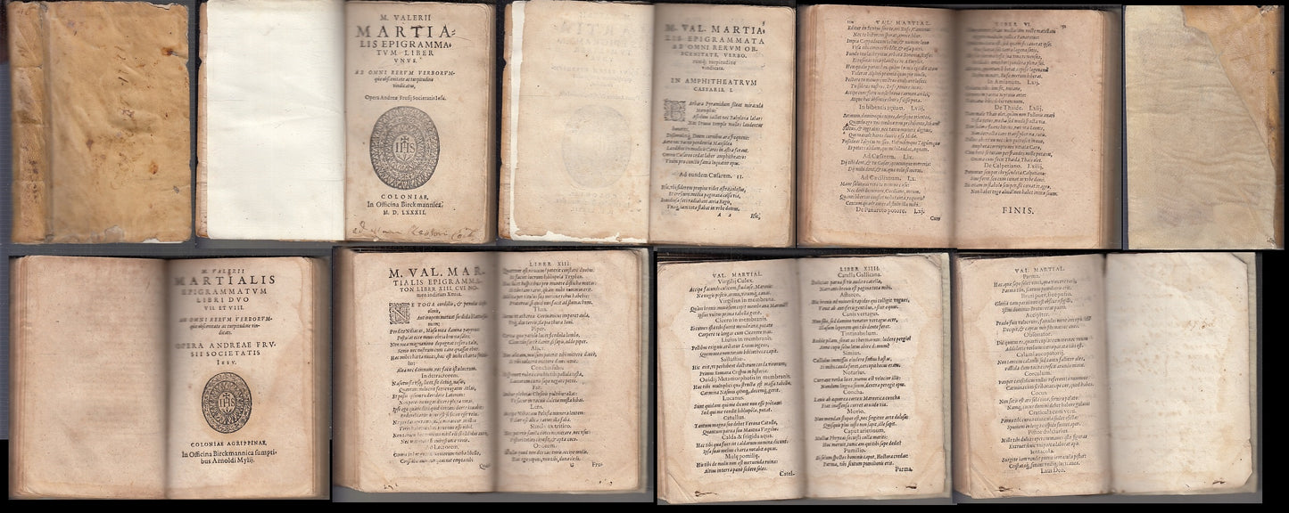 LH- VALERII MARTIALIS EPIGRAMMATUM LIBRI I/XIIII CINQUECENTINA----- 1582-B-XFS93