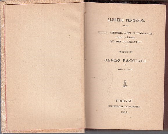 LN - ALFREDO TENNYSON - CARLO FACCIOLI - LE MONNIER --- 1887 - C - ZFS41