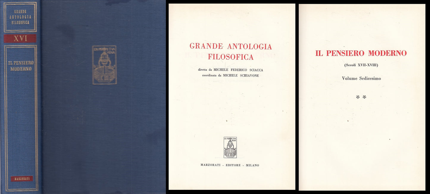 LS- ANTOLOGIA FILOSOFICA 16 PENSIERO MODERNO -- MARZORATI --- 1968 - C - ZFS205