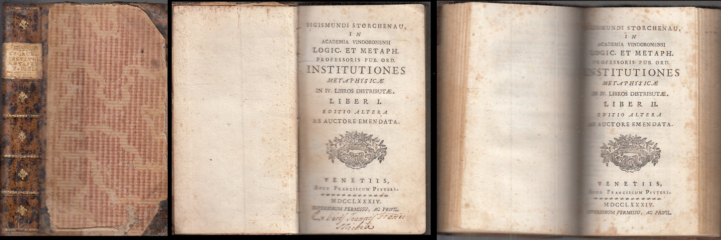 LH- INSTITUTIONES METAPHISICAE I,II SETTECENTINA - STORCHENAU--- 1784- C- XFS45