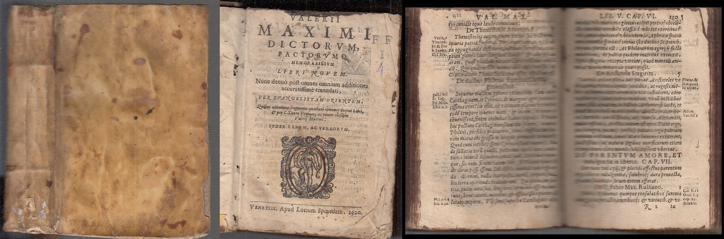 LH- VALERII MAXIMI DICTORUM FACTORUM SEICENTINA -- SPINEDAM --- 1620- B- XFS54