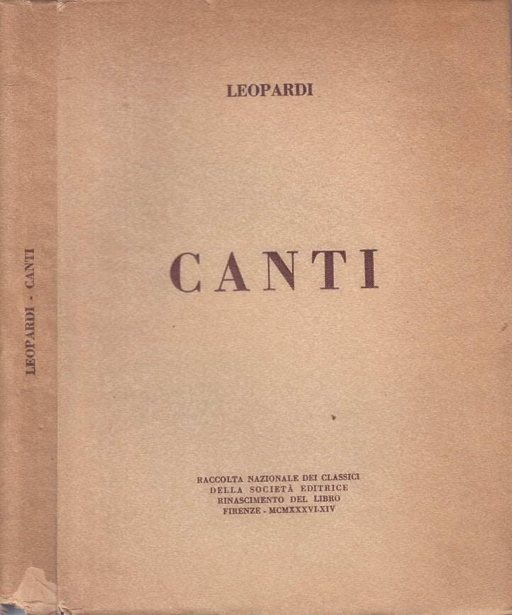 LN- CANTI - LEOPARDI - FIRENZE --- 1936 - BS - ZFS201