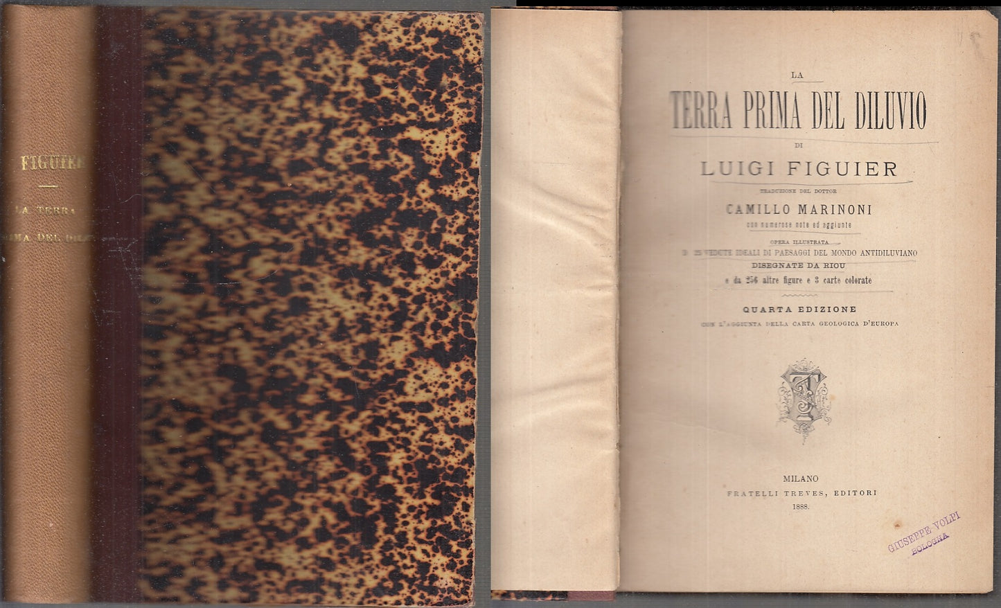 LS- LA TERRA PRIMA DEL DILUVIO- LUIGI FIGUIER- FRATELLI TREVES--- 1888- C- XFS96