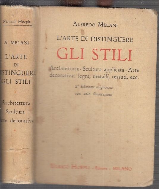 LZ- L'ARTE DI DISTINGUERE GLI STILI - MELANI - HOEPLI -- 2A ED. - 1923- C- XFS96