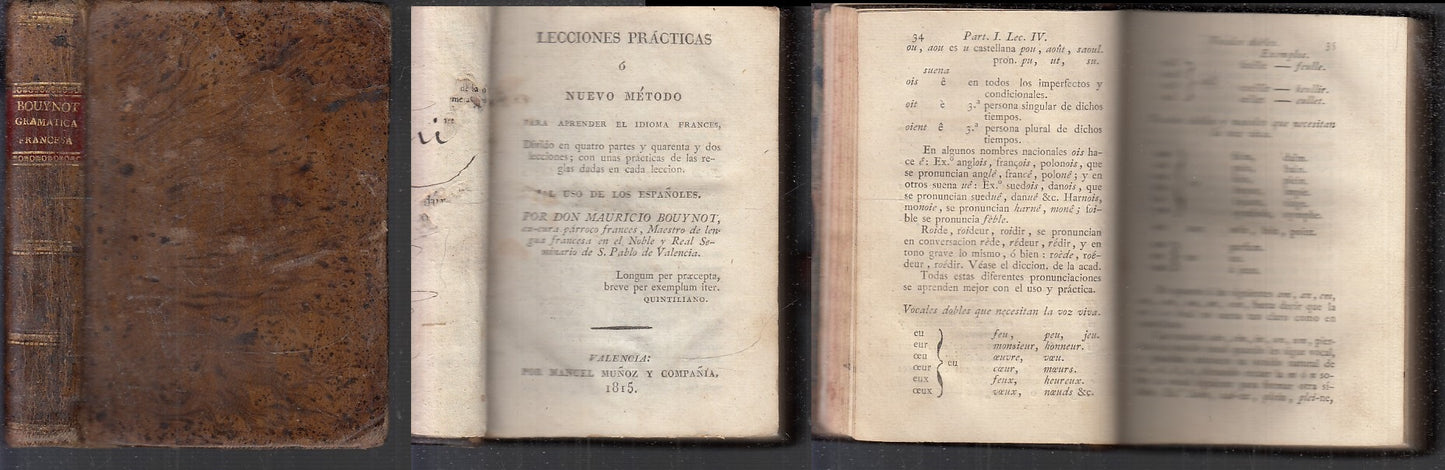 LH- LECCIONES PRACTICAS NUEVO METODO IDIOMA FRANCES- BOUYNOT---- 1815- C- XFS96
