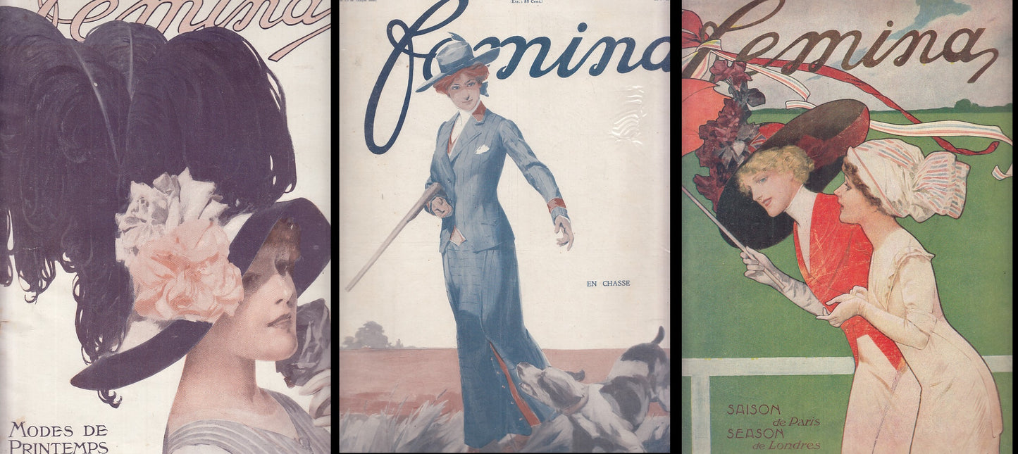 LR- RIVISTA FEMINA ANNATA QUASI COMPLETA 23 NUMERI - PIERRE LAFITTE --- 1911- S- YFS