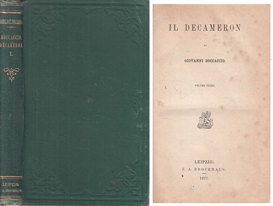 LN- IL DECAMERON VOL.1 - BOCCACCIO - BROCKHAUS - ITALIANI -- 1877 - C - YFS496