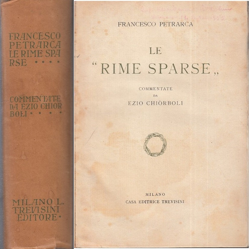 LZ- LE "RIME SPARSE" - FRANCESCO PETRARCA - TREVISINI --- 1924 - C - ZFS383