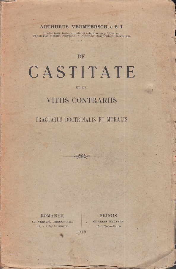 LZ- CASTITATE ET DE VITIIS CONTRARIIS- VERMEERSCH- GREGORIANA--- 1919- B- ZFS499