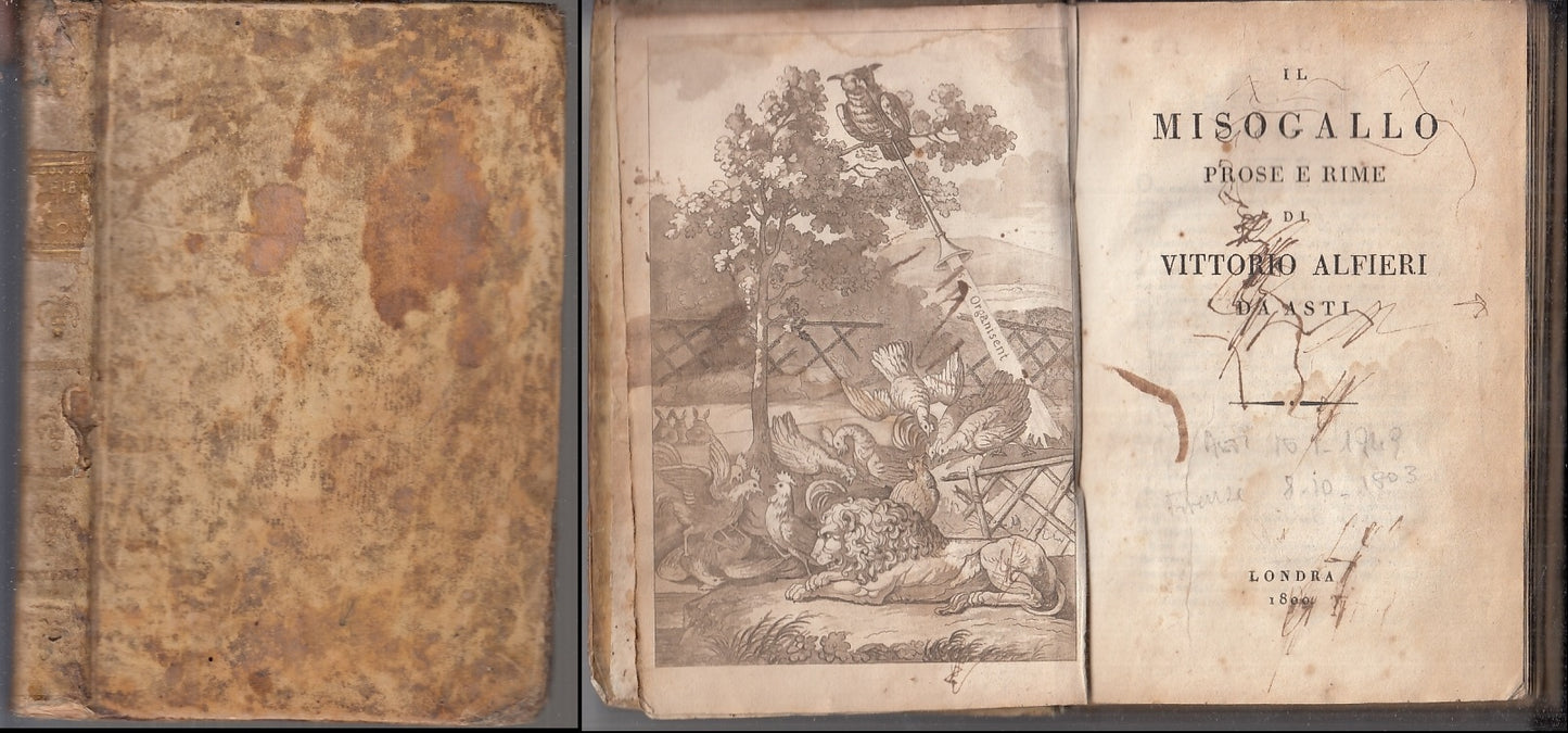 LN- IL MISOGALLO PROSE E RIME - VITTORIO ALFIERI DA ASTI ---- 1800 - C - XFS30