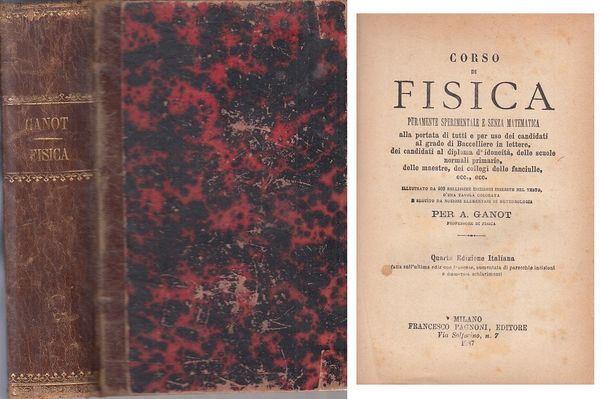 LZ- CORSO DI FISICA - GANOT - PAGNONI MILANO --- 1887 - C - YFS12