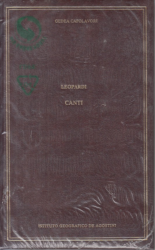 LN- CANTI - LEOPARDI - DE AGOSTINI - GEDEA CAPOLAVORI -- 2004 - C - ZFS620