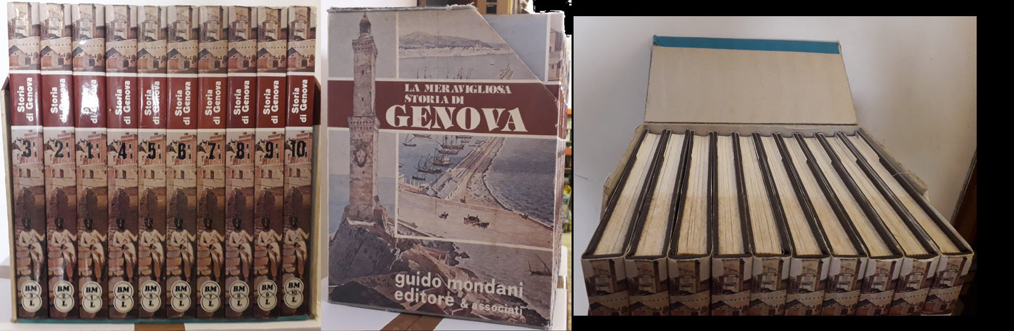 LS- STORIA MERAVIGLIOSA DI GENOVA COFANETTO 10 VOLUMI-- MONDANI--- 1982- CS- YFS