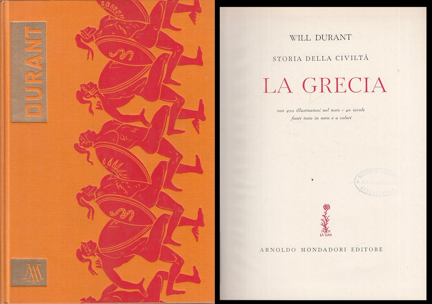 LS- STORIA DELLA CIVILTA' LA GRECIA - DURANT - MONDADORI --- 1958 - B - ZFS291