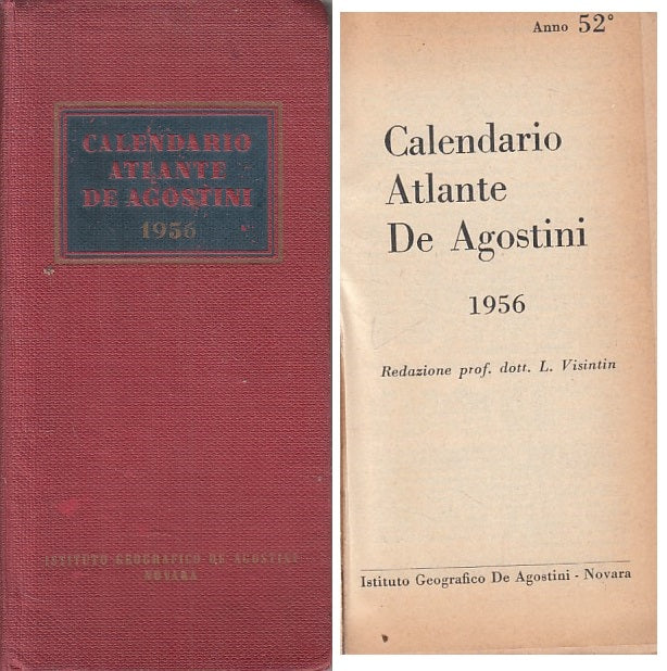 LZ- CALENDARIO ATLANTE ANNO 52° - VISINTIN - DE AGOSTINI --- 1956 - C - ZFS233