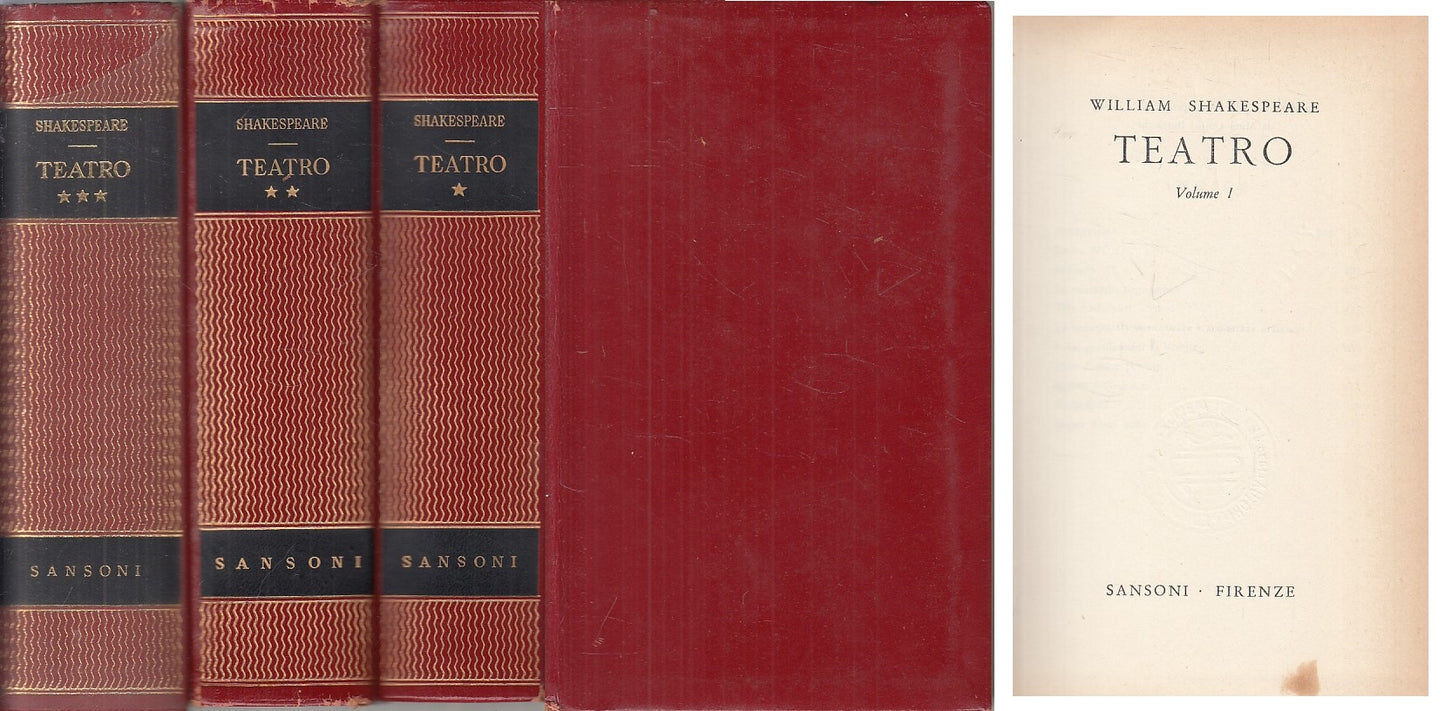 LN- TEATRO 3 VOLUMI - WILLIAM SHAKESPEARE - SANSONI --- 1961 - C - ZFS225