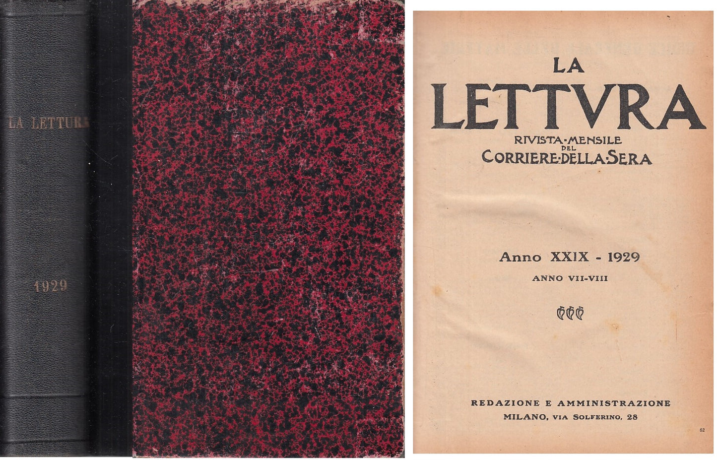 LS- LETTURA RIVISTA MENSILE CORRIERE SERA RILEGATURA-- MILANO--- 1929- C- YFS583