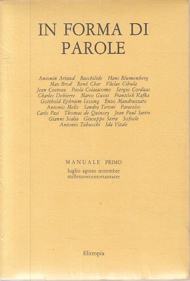 LS- IN FORMA DI PAROLE MANUALE PRIMO SIGILLATO-- ELITROPIA --- 1985 - B - ZFS158